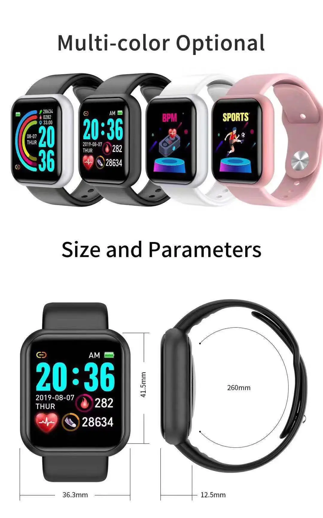 Smartwatch Casual Watches For Men - Smartwatch D20 Pro da uomo Y68,