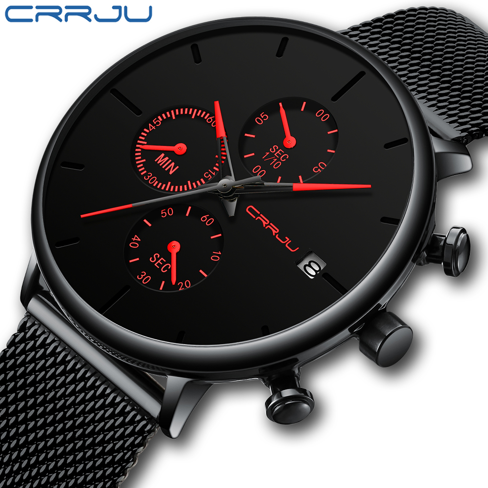Mesh Stainless Strap - CRRJU Orologi da uomo Orologio da
